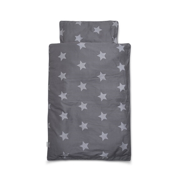 Babytrold baby sengesæt Star med stjerner og striber i grå farve